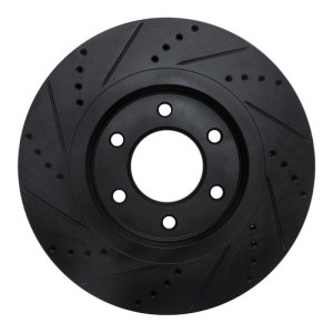 Infiniti QX80 Brake Rotor (1) - Front Right - R1 Concepts - Drilled & Slotted - Black - `07-`24